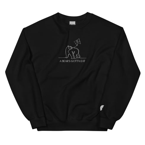 A Bear's Gotta Eat Embroidered Sweatshirt